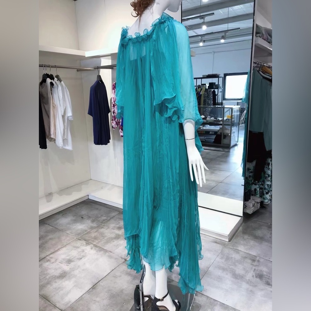 US 4 ALBERTA FERRETTI Romantic Blue Maxi Dress NWT - Picture 8 of 10